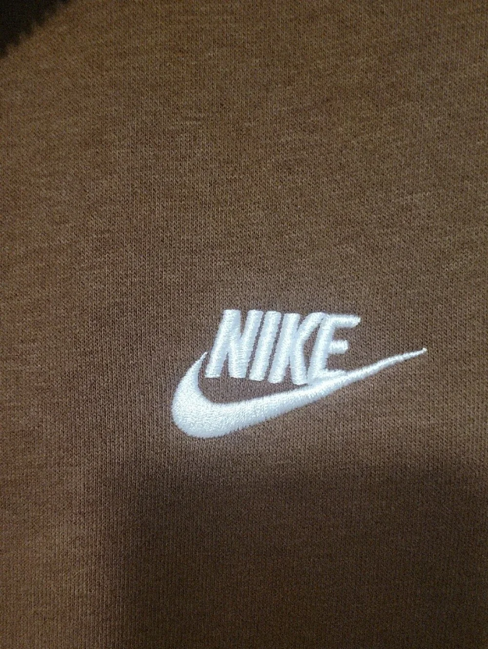 Nike Men’s Brown Half-Zip Fleece Pullover with White Swoosh